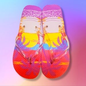 #327 New Ladies Palm Tree Sandals 8 9 Tropical Hawaii Beach Shoes Rainbow